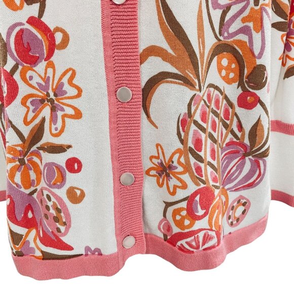 Bob Mackie Wearable Art Fruit Print Cardigan Small Vintage Y2K Grandma Core Retr - Picture 7 of 10